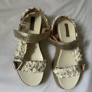 Liu Jo Gold and Cream Sandals with Floral Details